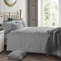 Kiera King Size Tufted Duvet Set - Grey
