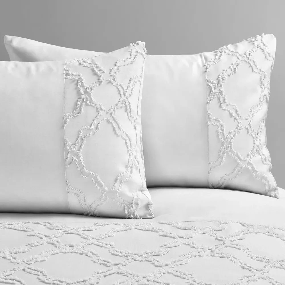 Kiera King Size Tufted Duvet Set - White
