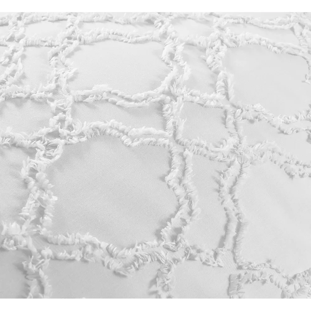 Kiera King Size Tufted Duvet Set - White
