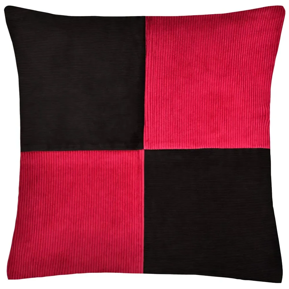 Large Corduroy Cushions 2 Pack - Red and Black image