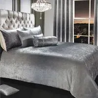 Ombre King Size Duvet Set - Grey, Crushed Velvet