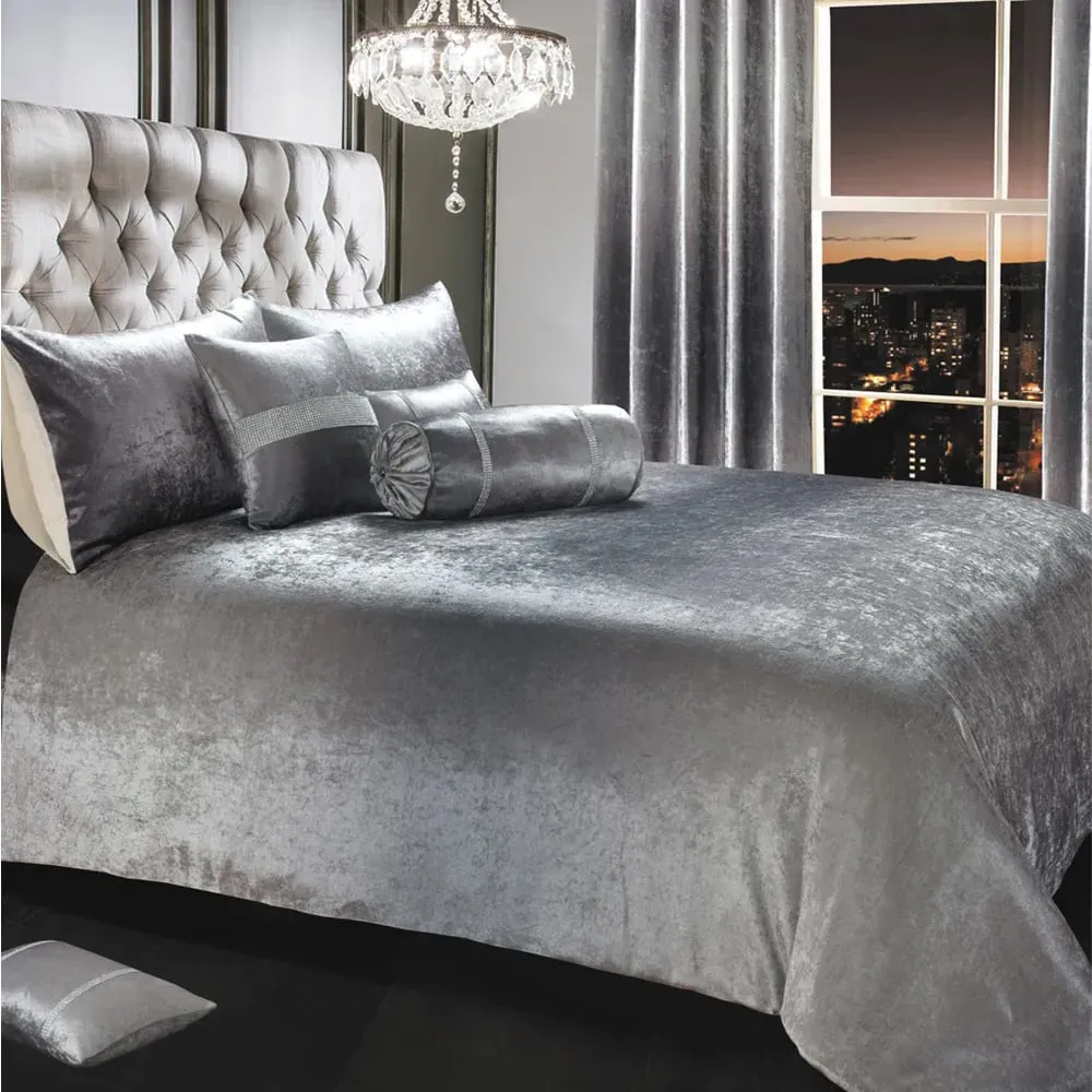 Ombre King Size Duvet Set - Grey, Crushed Velvet image