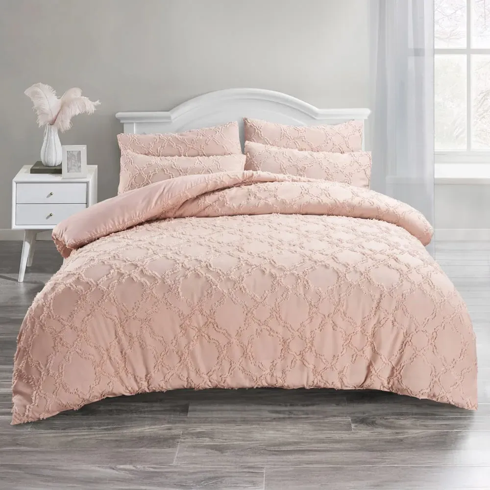 Ophelia Double Tufted Duvet Set - Blush, Microfibre image