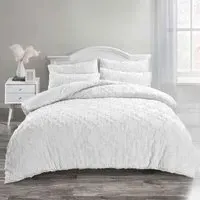 Ophelia King Size Tufted Duvet Set - White