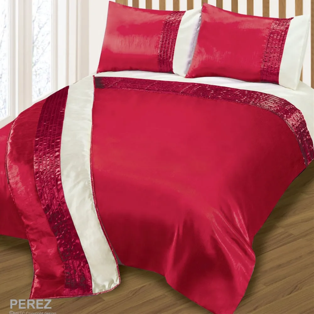 Perez Single Duvet Set - Burgundy, Faux Silk image