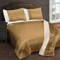 Perez Single Duvet Set - Cream, Faux Silk