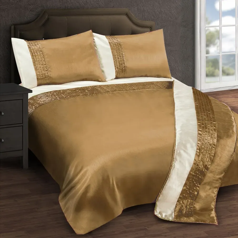 Perez Single Duvet Set - Cream, Faux Silk