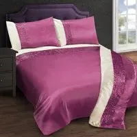 Perez Single Duvet Set - Pink, Faux Silk