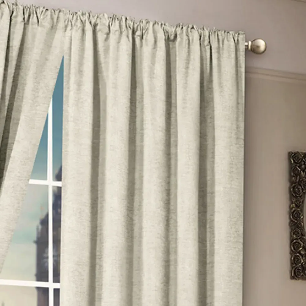 Plain Chenille Tape Top Curtains - Cream