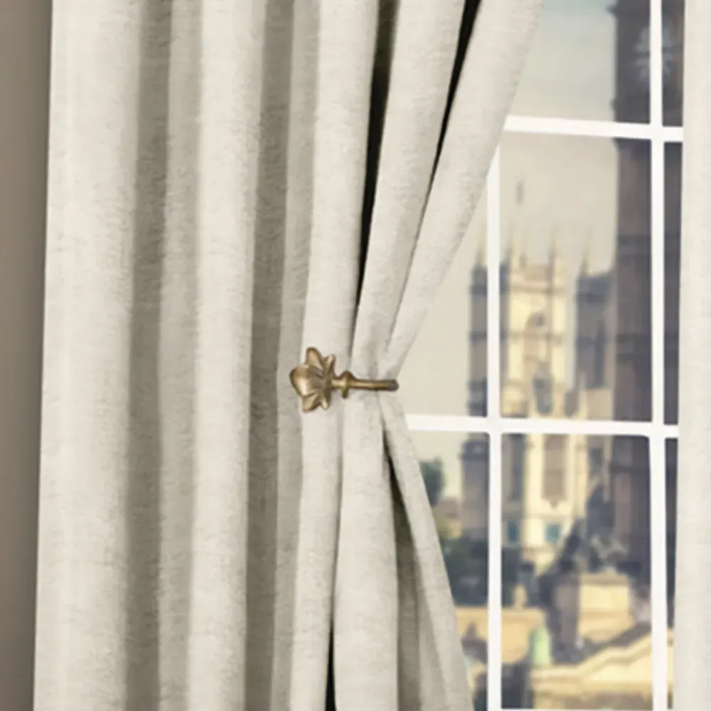 Plain Chenille Tape Top Curtains - Cream