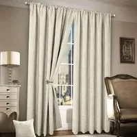 Plain Chenille Tape Top Curtains - Cream
