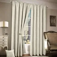 Plain Chenille Tape Top Curtains - Cream