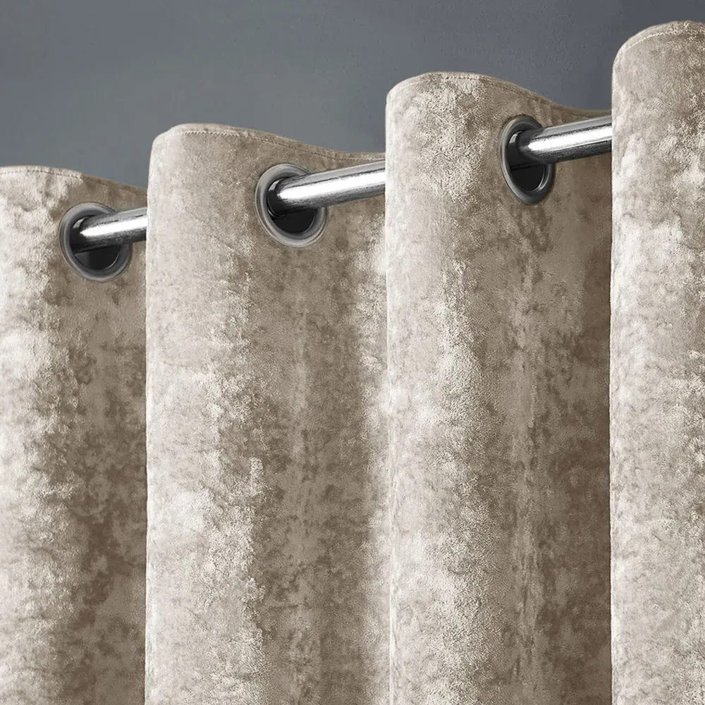 Plain Crushed Velvet Curtains - Cream