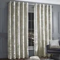 Plain Crushed Velvet Curtains - Cream