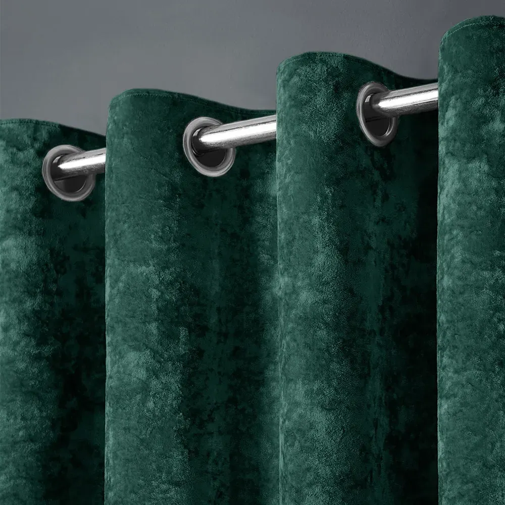 Plain Crushed Velvet Curtains - Emerald