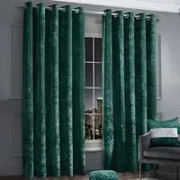 Plain Crushed Velvet Curtains - Emerald