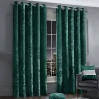 Plain Crushed Velvet Curtains - Emerald