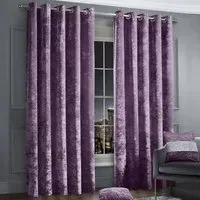 Plain Crushed Velvet Curtains - Mauve