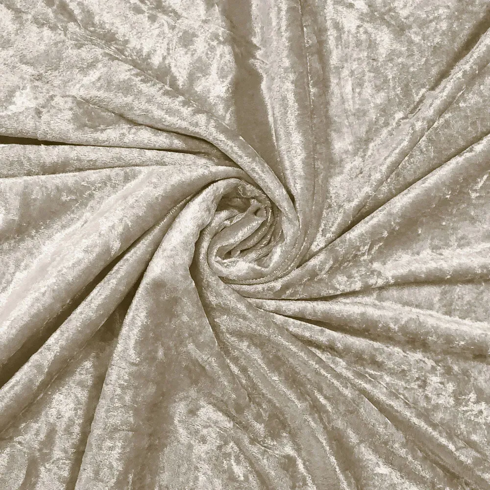 Plain Crushed Velvet Curtains - Natural