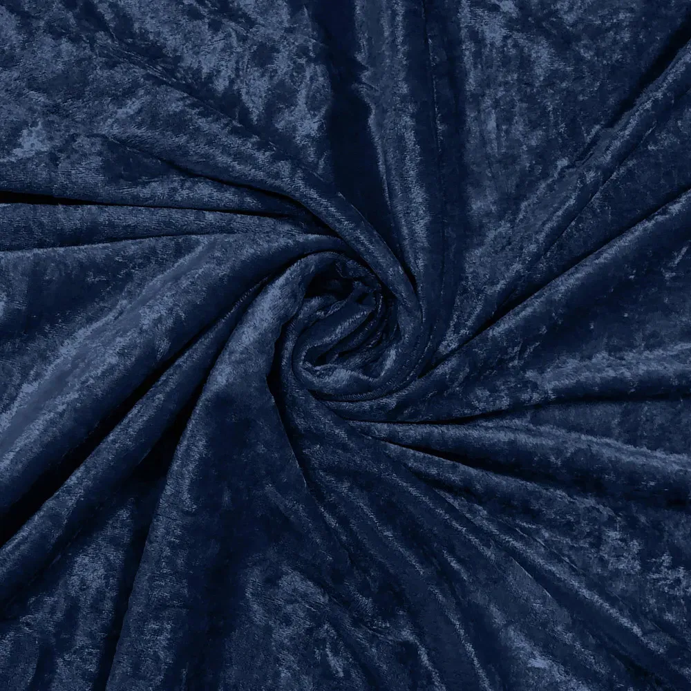 Plain Crushed Velvet Curtains - Navy Blue