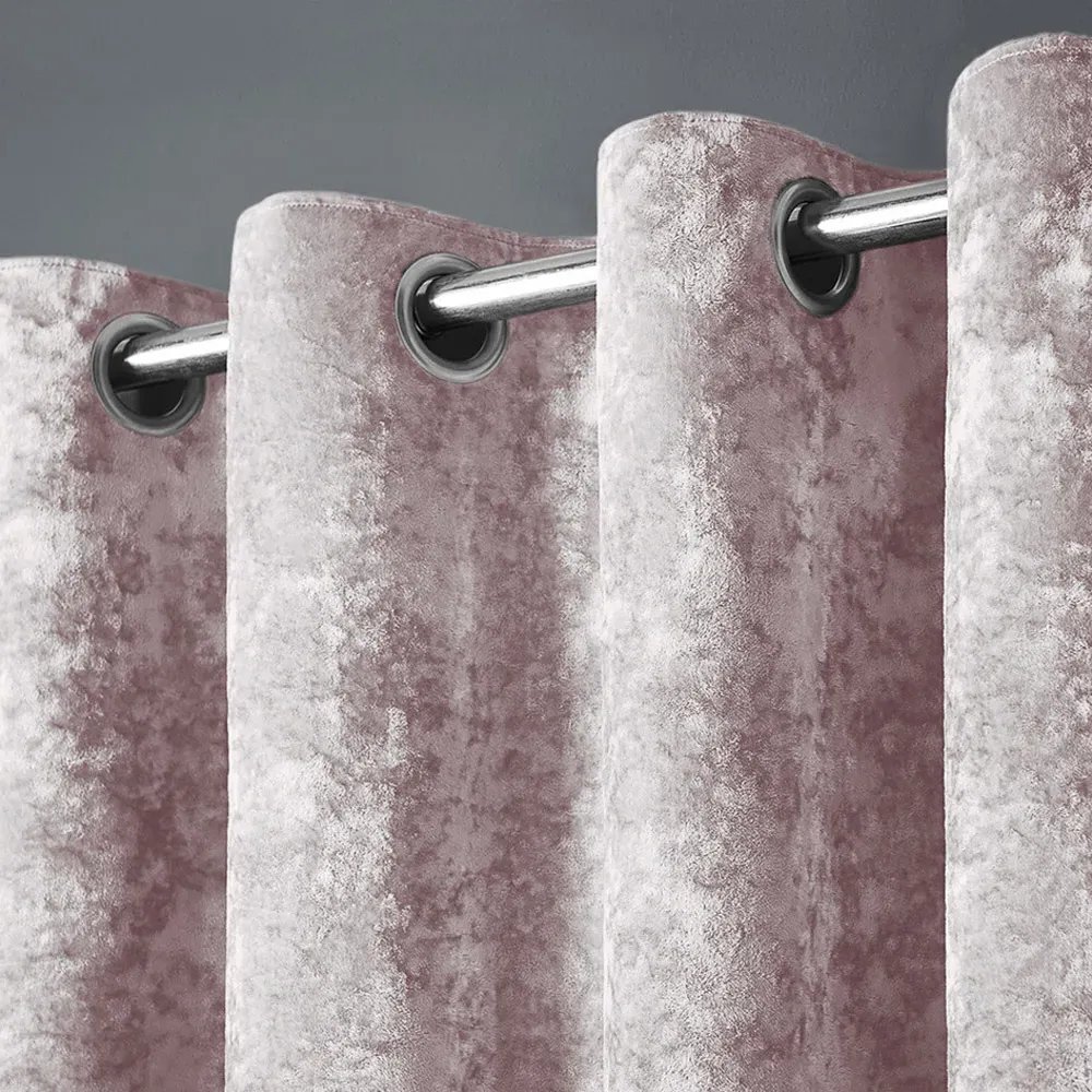 Plain Crushed Velvet Curtains - Pink