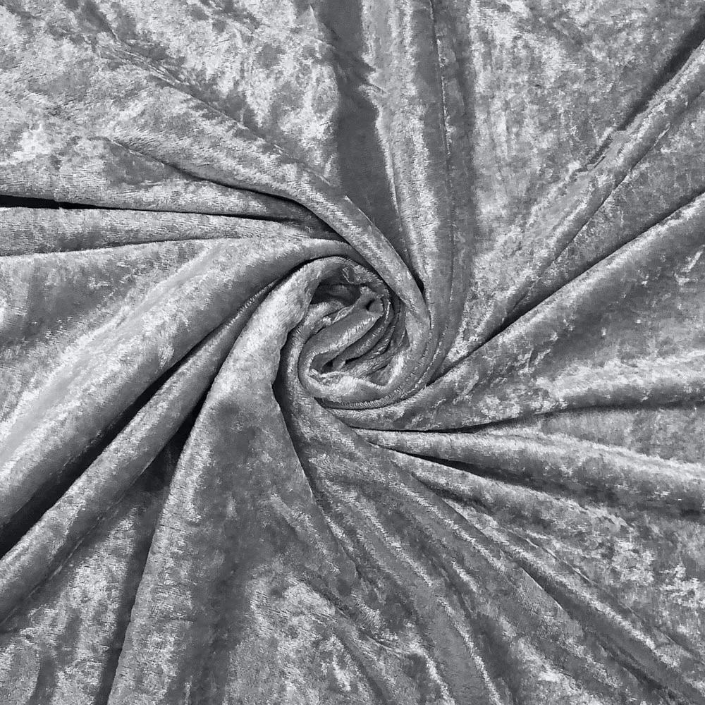 Plain Crushed Velvet Curtains - Silver