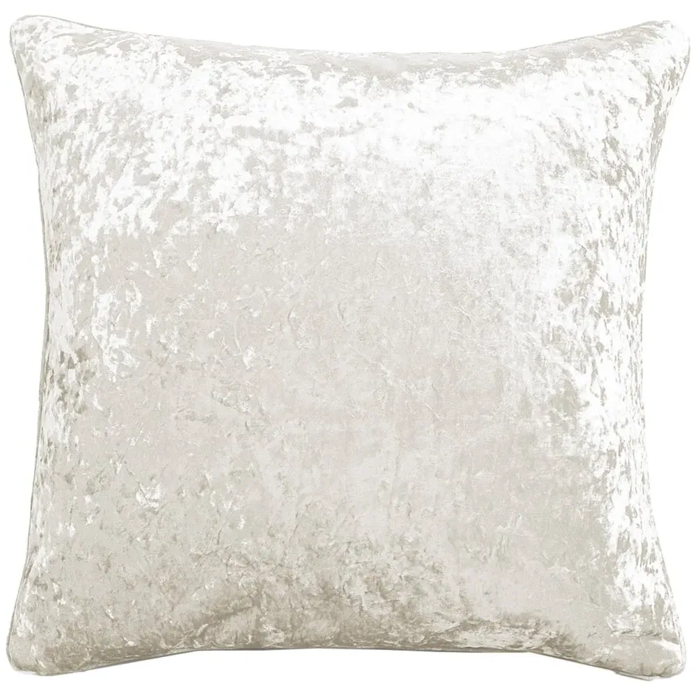 Plain Crushed Velvet Filled Cushion 2 Pack - Cream