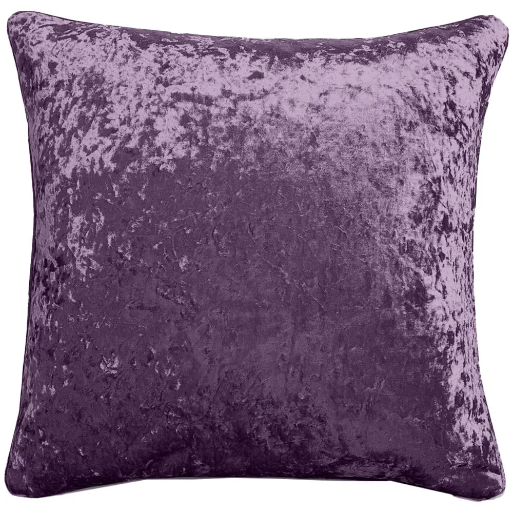Plain Crushed Velvet Filled Cushion 2 Pack - Purple