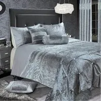 Rienzo Boudoir Cushion with Diamante - Grey, Velvet