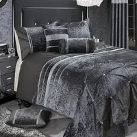 Rienzo Double Diamante Duvet Set - Charcoal, Velvet