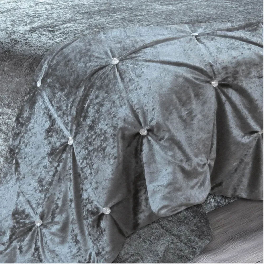 Rienzo Double Diamante Duvet Set - Silver, Velvet