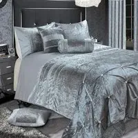 Rienzo Double Diamante Duvet Set - Silver, Velvet