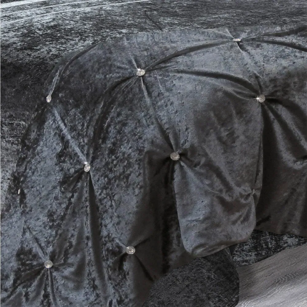 Rienzo Single Diamante Duvet Set - Charcoal, Velvet