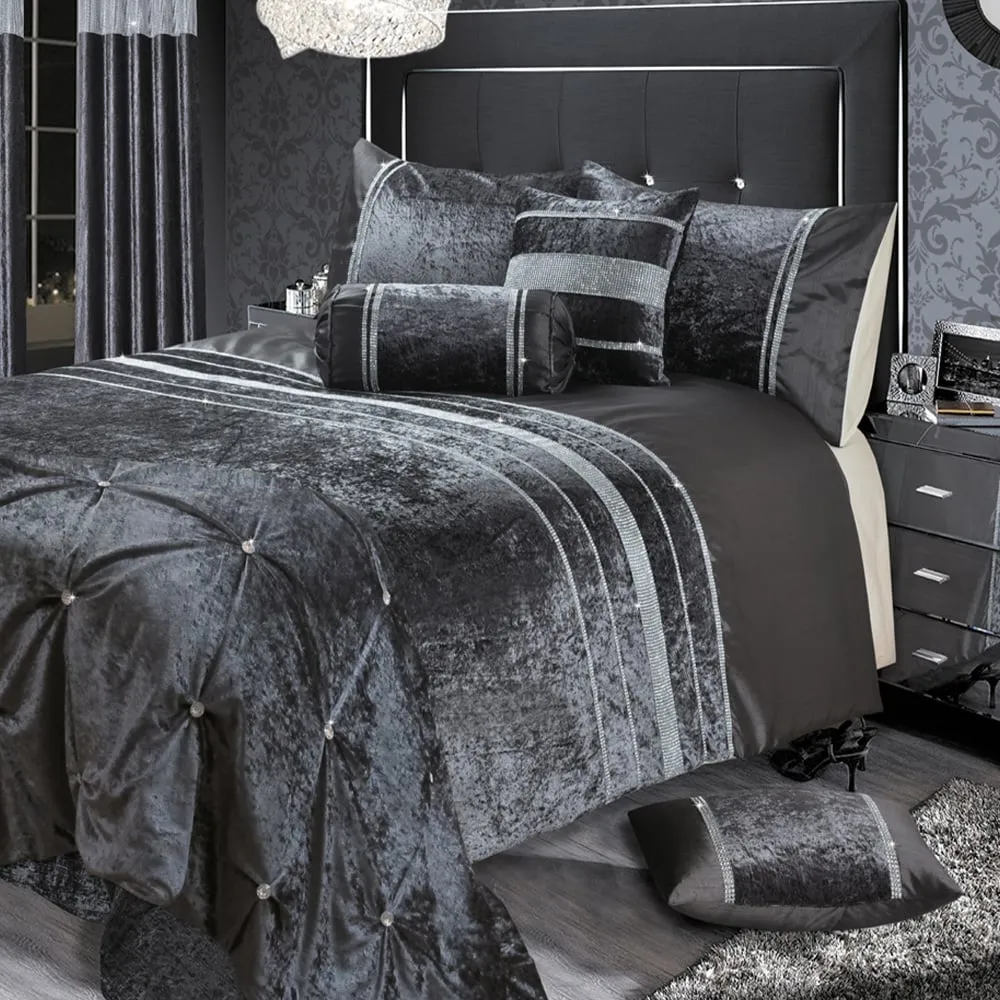 Rienzo Single Diamante Duvet Set - Charcoal, Velvet image