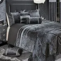 Rienzo Super King Size Diamante Duvet Set - Charcoal, Velvet