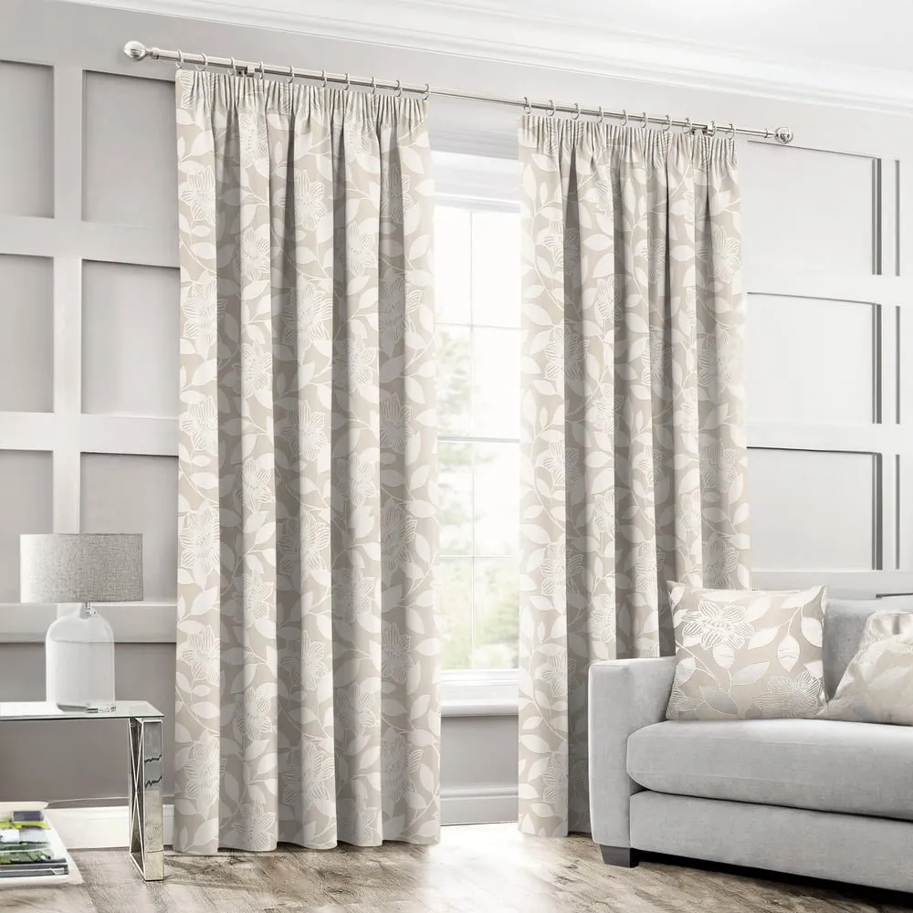 Serena Tape Top Curtains - Cream, Polyester image