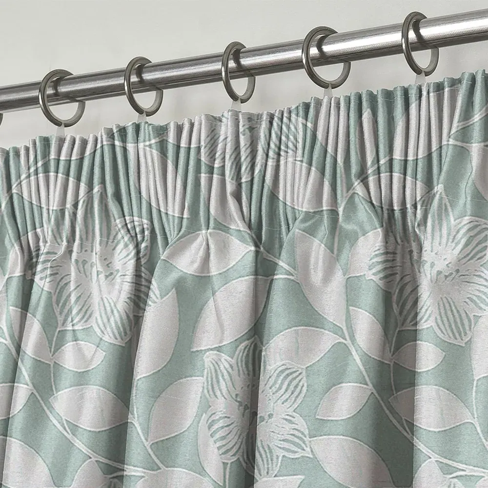 Serena Tape Top Curtains - Duck Egg, Polyester