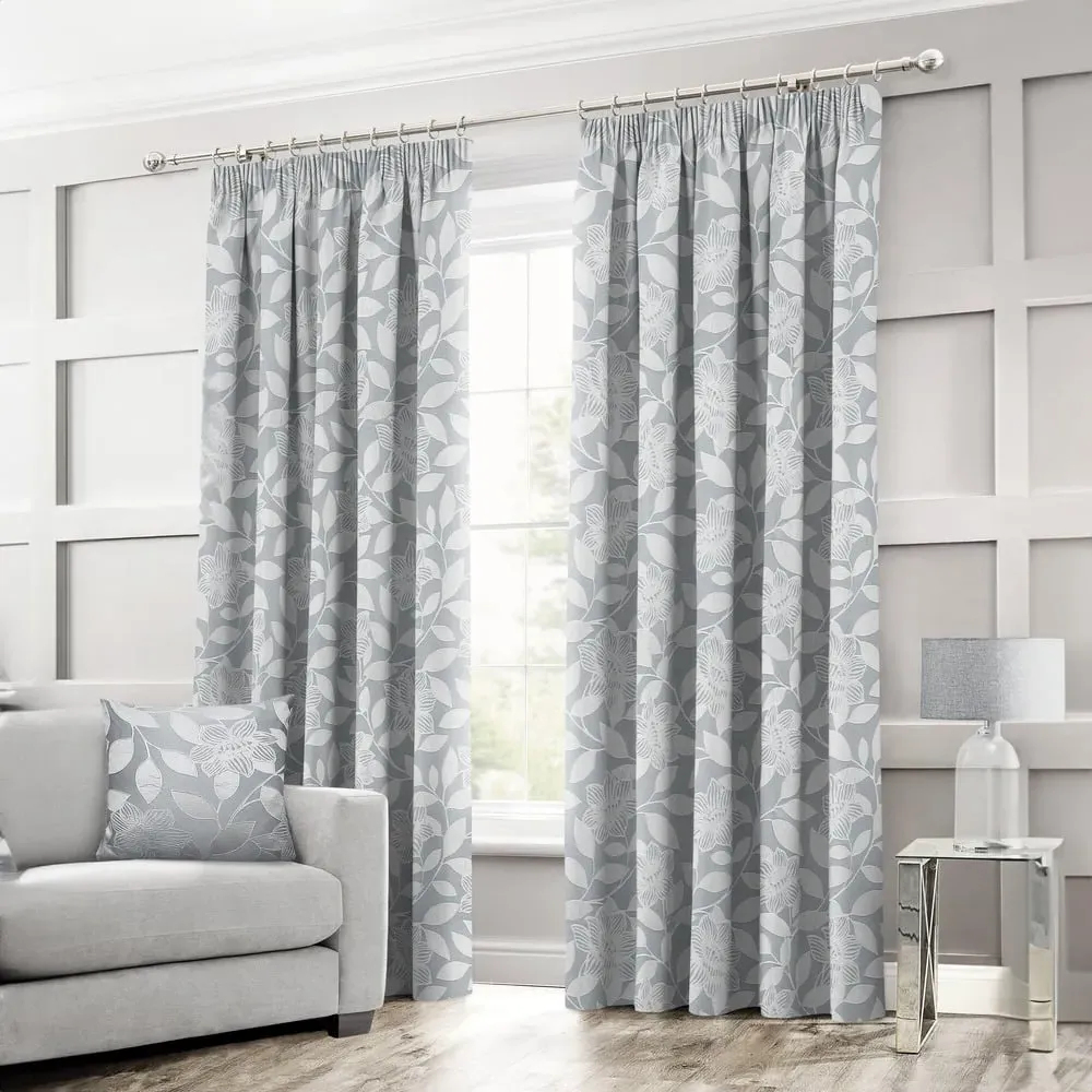Serena Tape Top Curtains - Silver, Polyester image