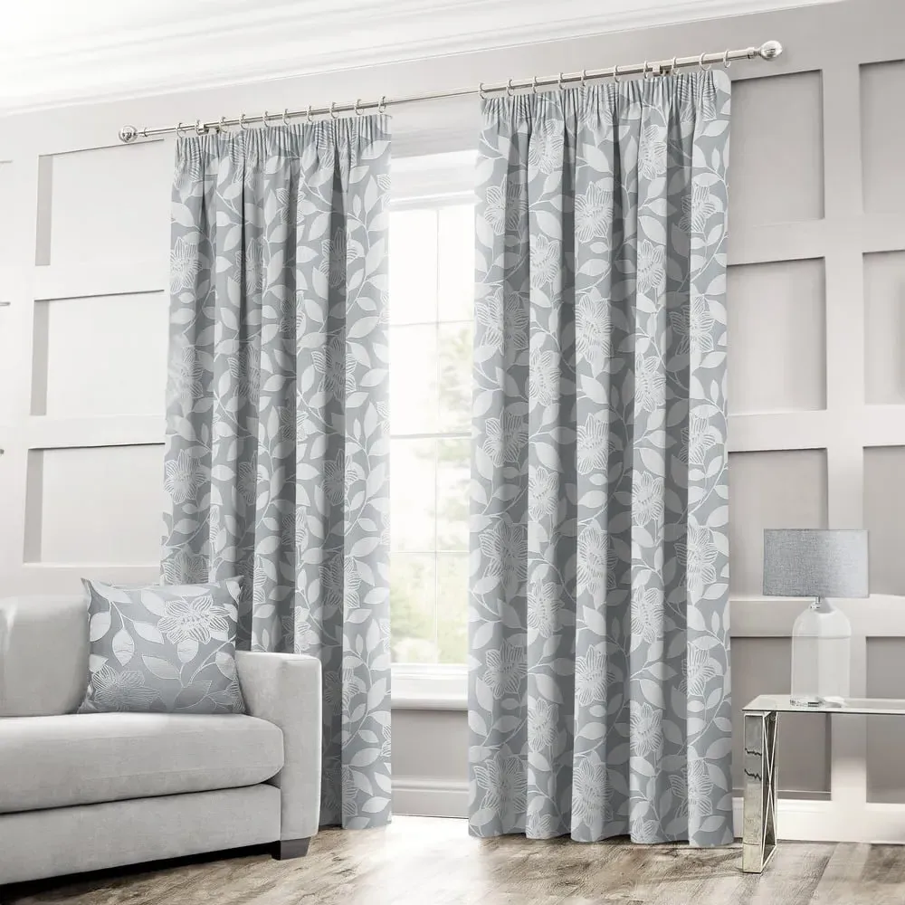 Serena Tape Top Curtains - Silver, Polyester