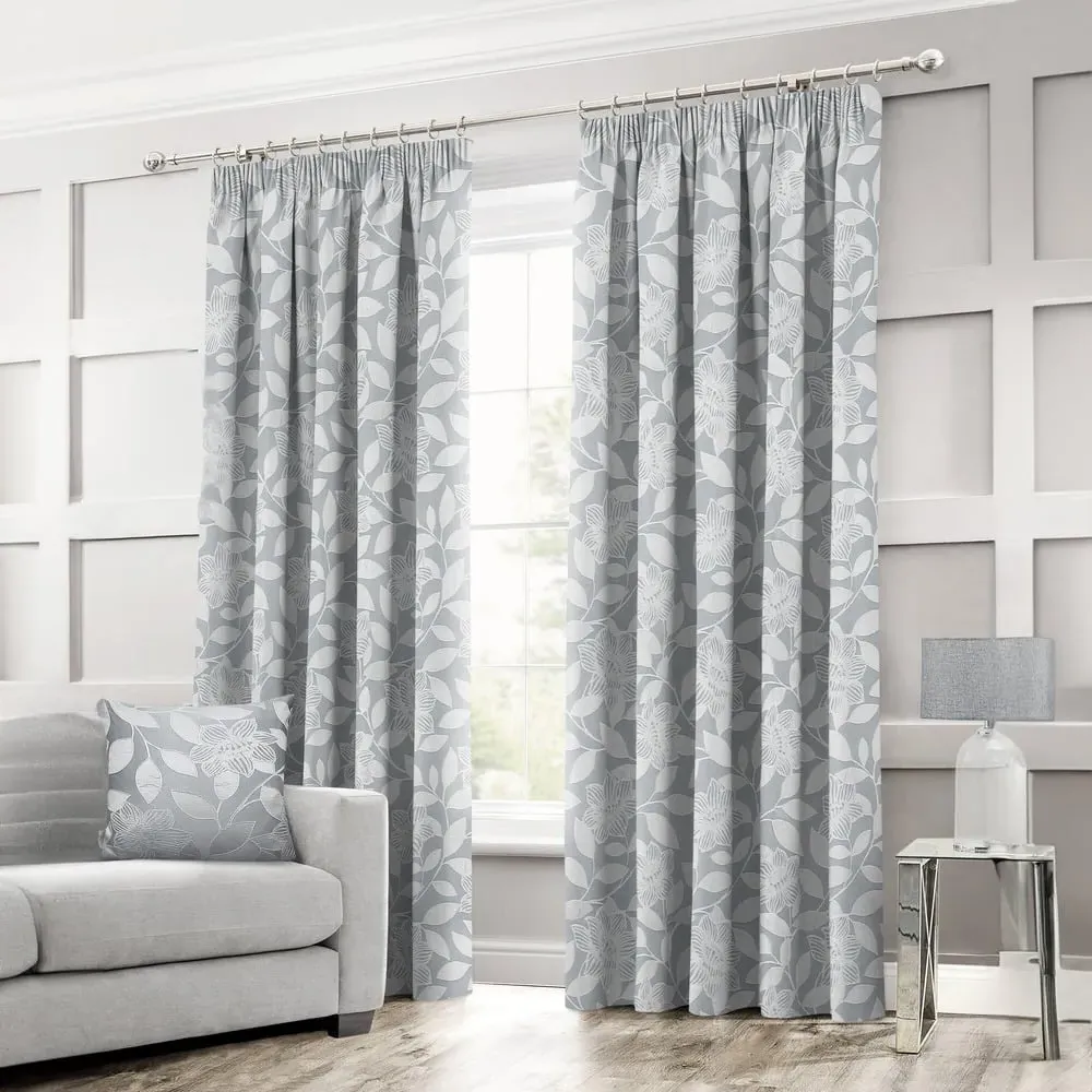 Serena Tape Top Curtains - Silver, Polyester