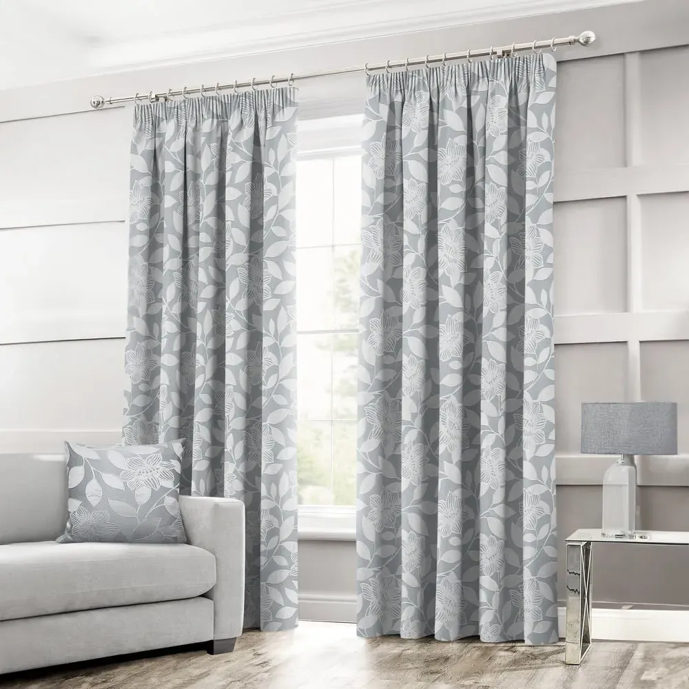 Serena Tape Top Curtains - Silver, Polyester