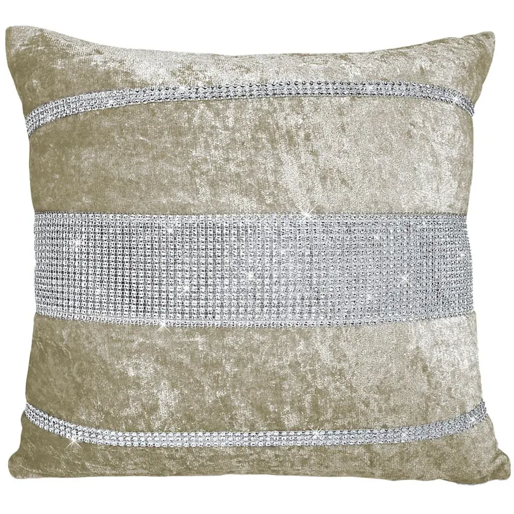 Topaz Crushed Velvet Filled Cushion 2 Pack - Cream
