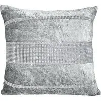 Topaz Diamante Cushion 2 Pack - Silver, Crushed Velvet