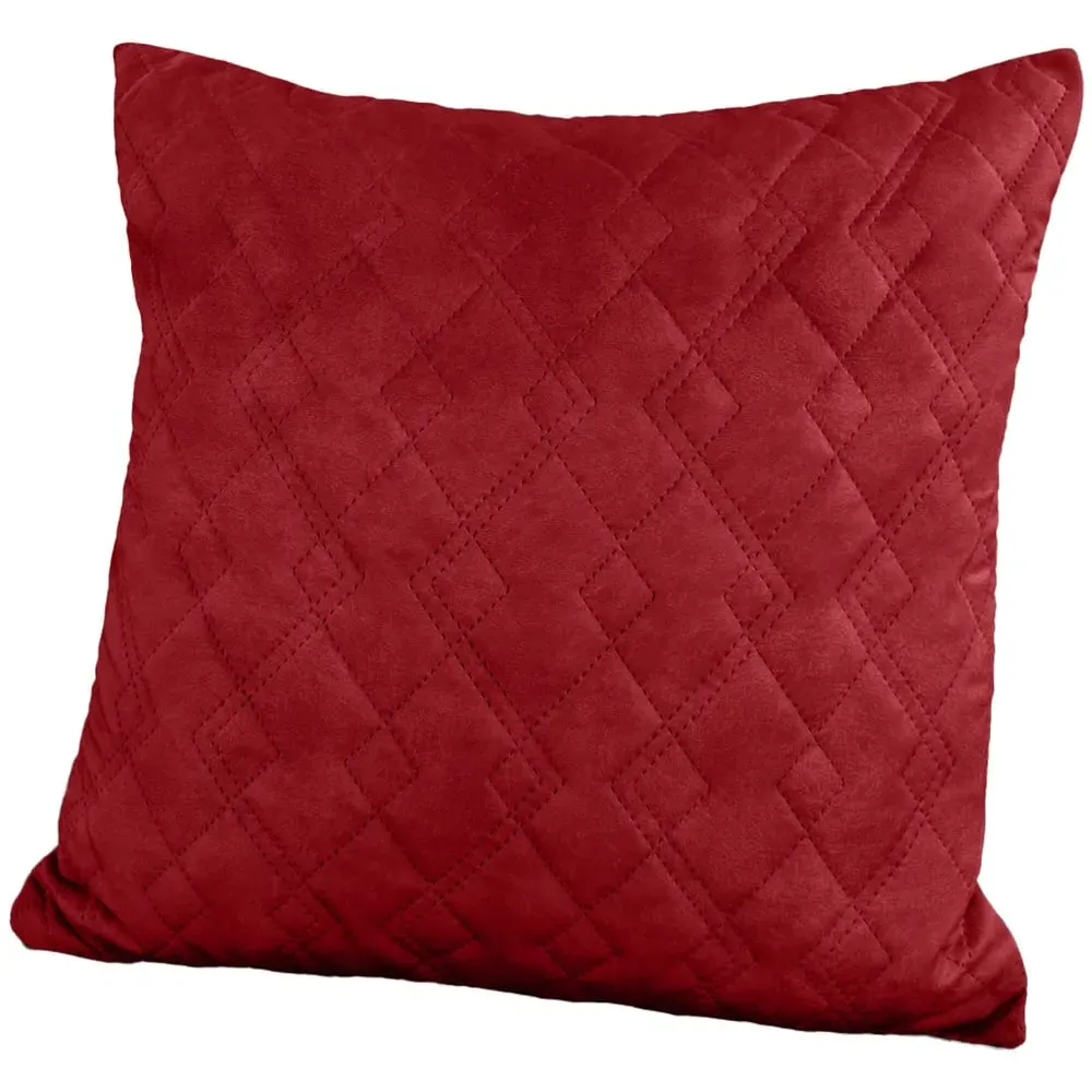 Velvet Diamond Filled Cushion 2 Pack - Red