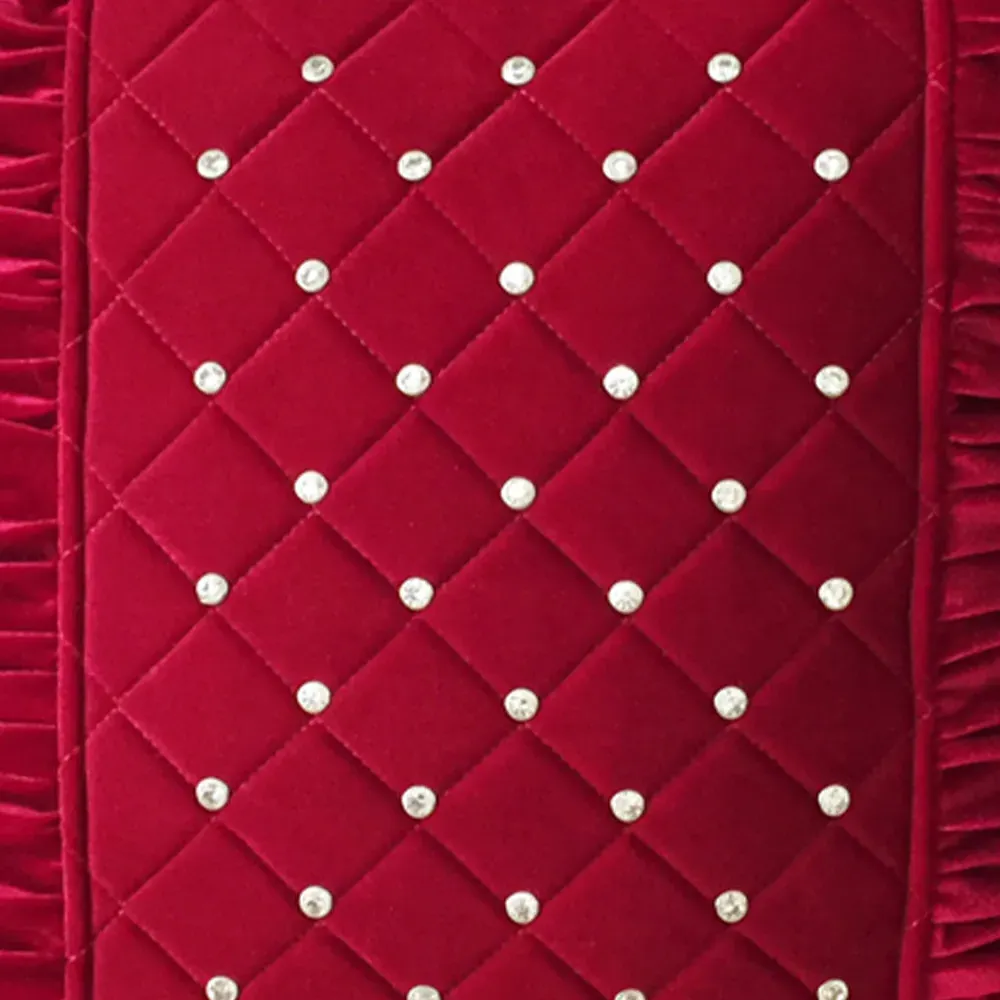 Velvet Pleated Studded Cushion - Red