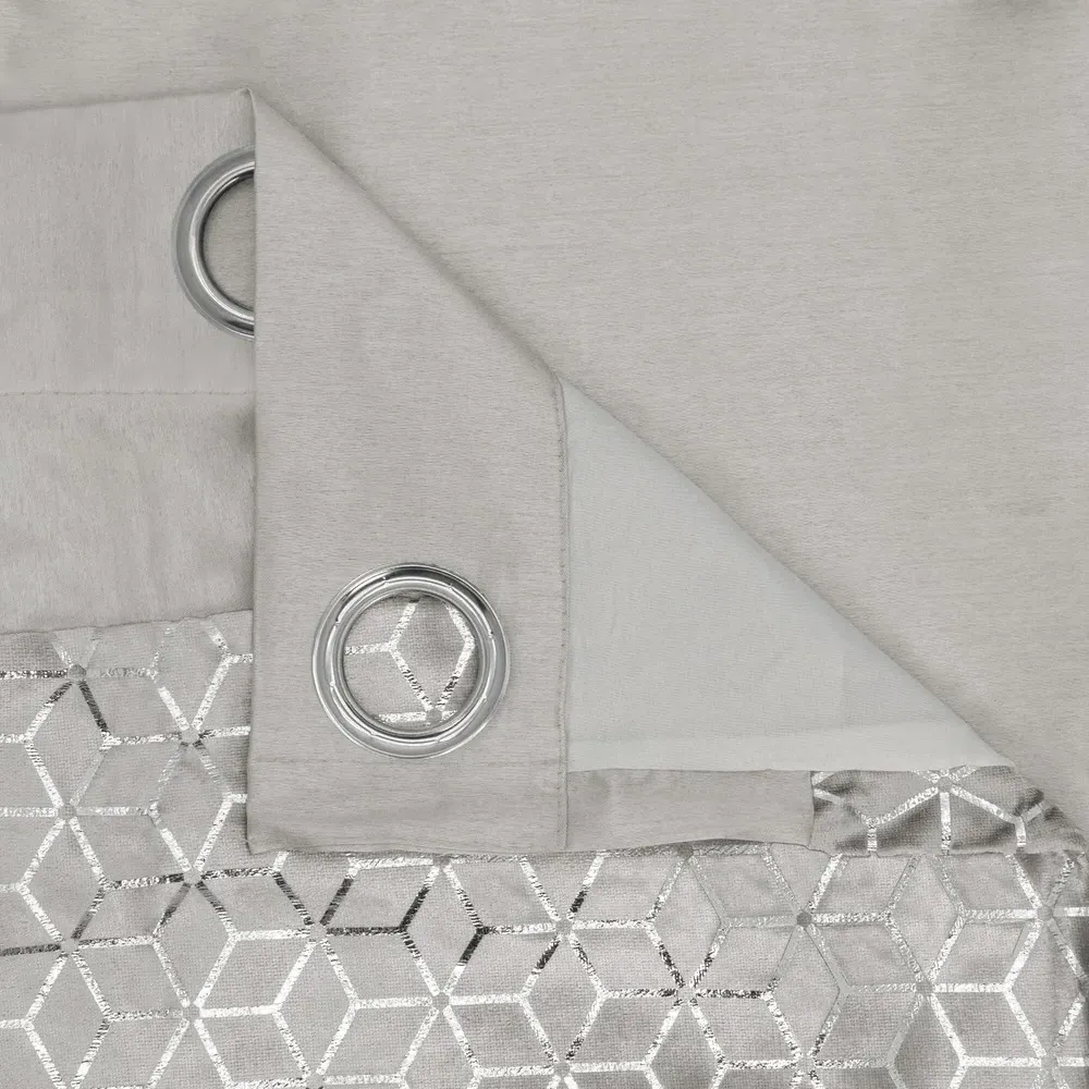 Vera Eyelet Curtains - Silver, Faux Silk