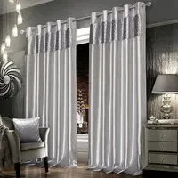 Vera Eyelet Curtains - Silver, Faux Silk