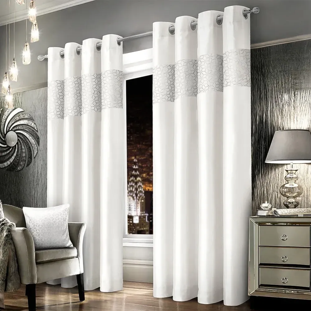 Vera Eyelet Curtains - White image