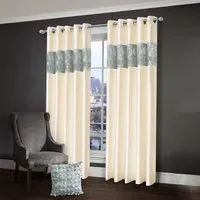 Vogue Diamante Eyelet Curtains - Silver