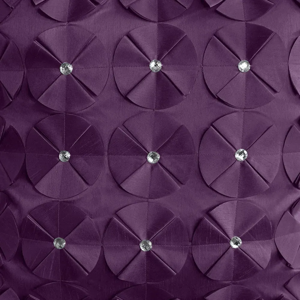 Vogue Diamante Filled Cushion 2 Pack - Aubergine, Faux Silk